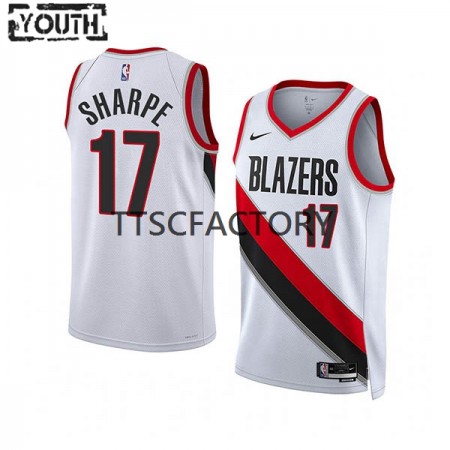 Maillot Basket Portland Trail Blazers Shaedon Sharpe 17 Nike 2022-23 Association Edition Blanc Swingman - Enfant